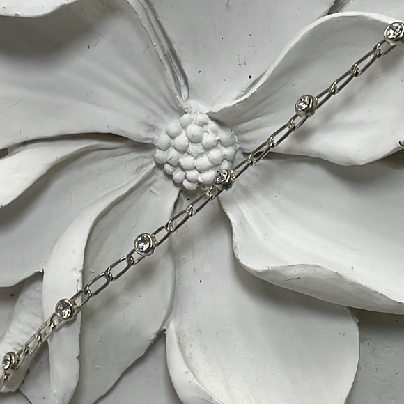 Silver Tone Chain with Crystals Ankle Bracelet - Picture 9 of 10